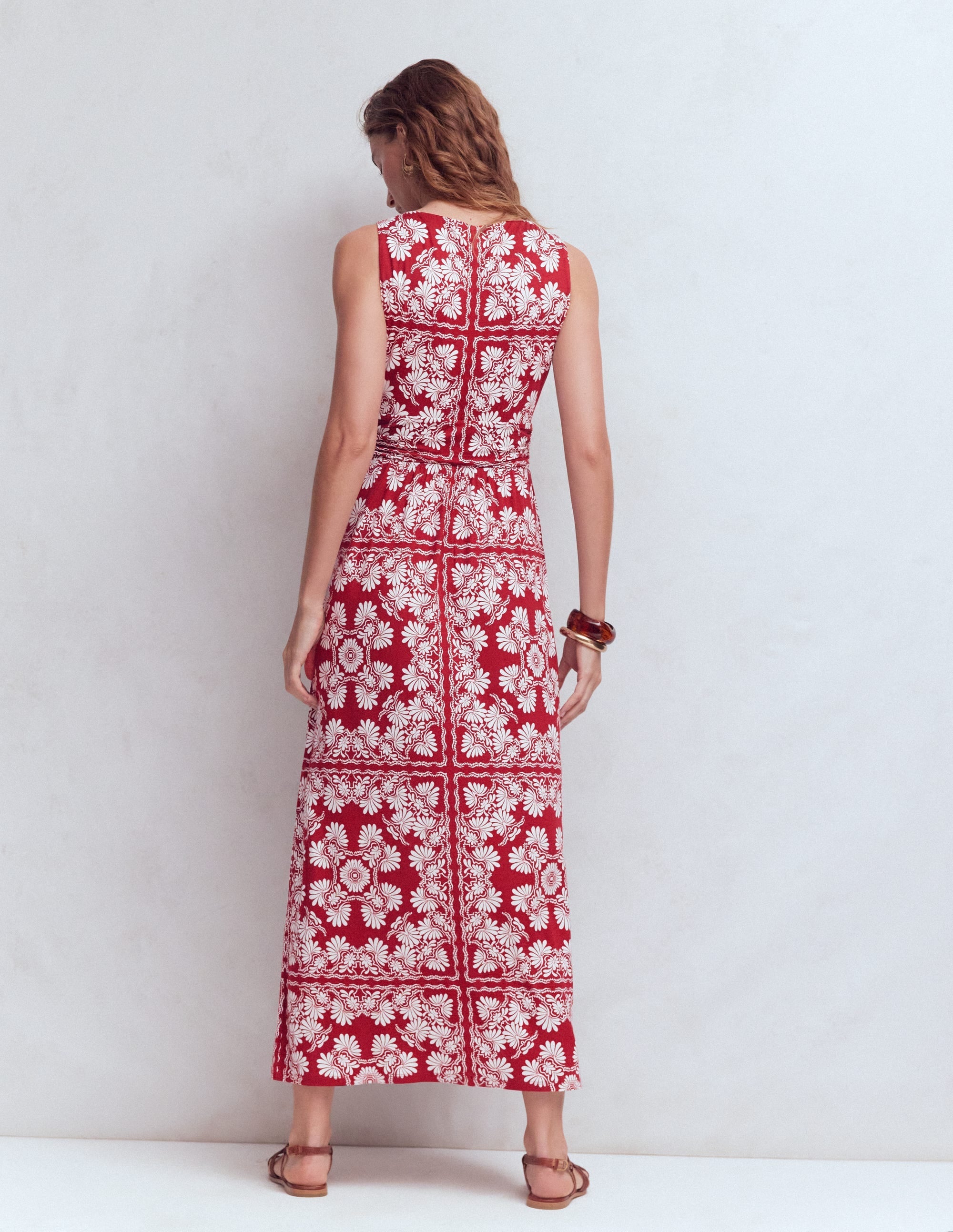 Antonia Jersey Maxi Dress-Rich Chestnut, Botanical Charm