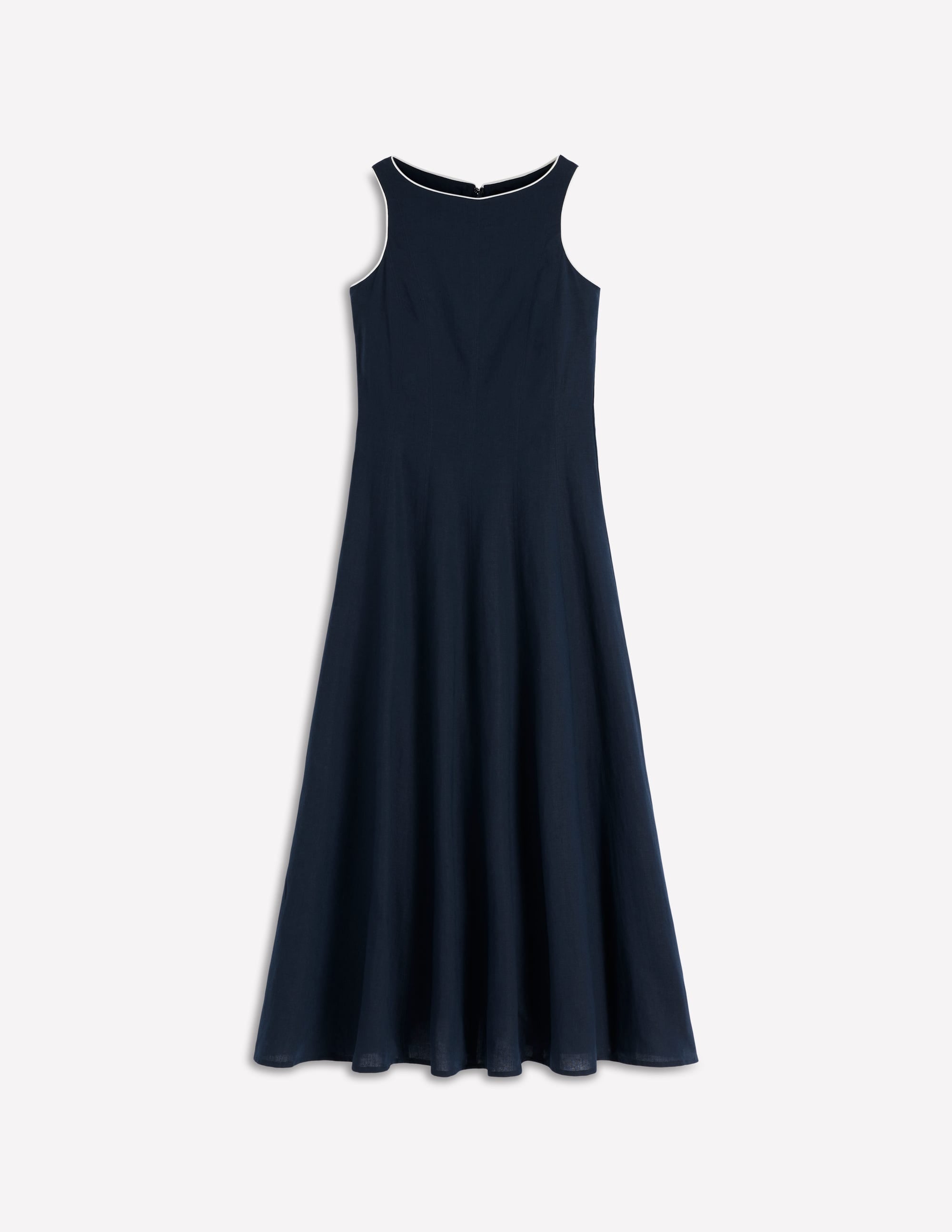 Annet Linen Blend Midi Dress-Navy
